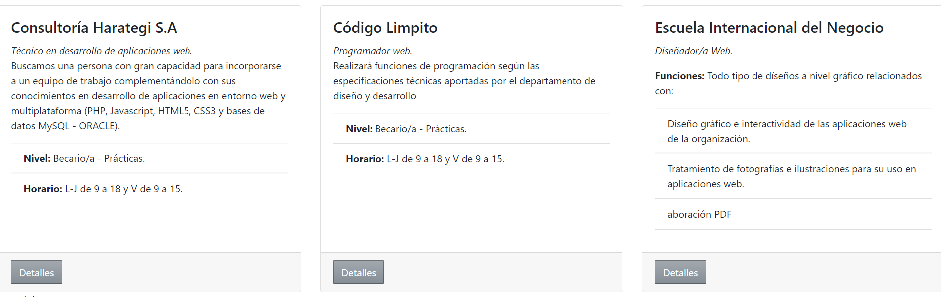 Lista de ofertas de empleo